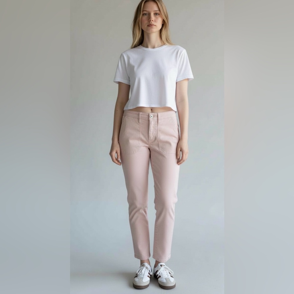 J.Crew 27P Peach Pink Utility Pocket Chino Pants Tencel Stretch Ankle Slim Fit